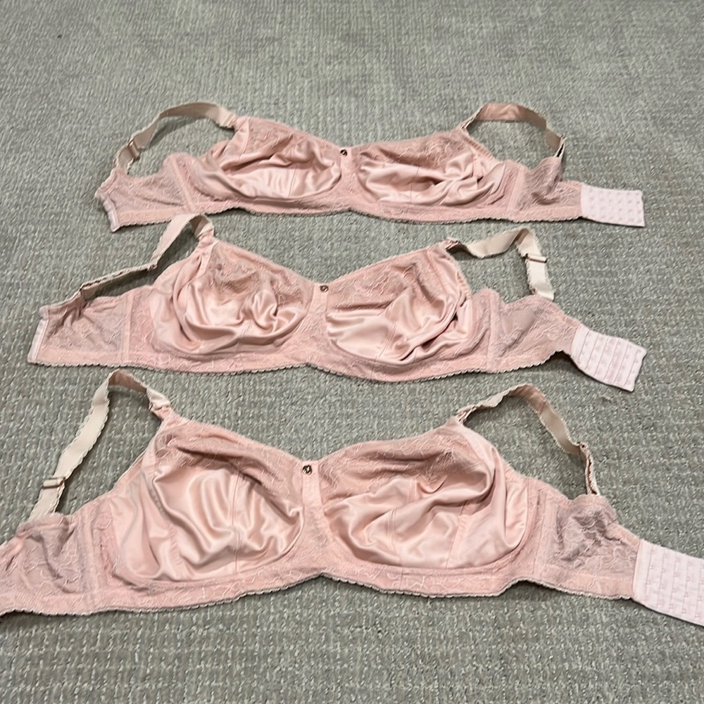 Cake lingerie Pink Lace Nursing Bras Set of 3 - size 34L